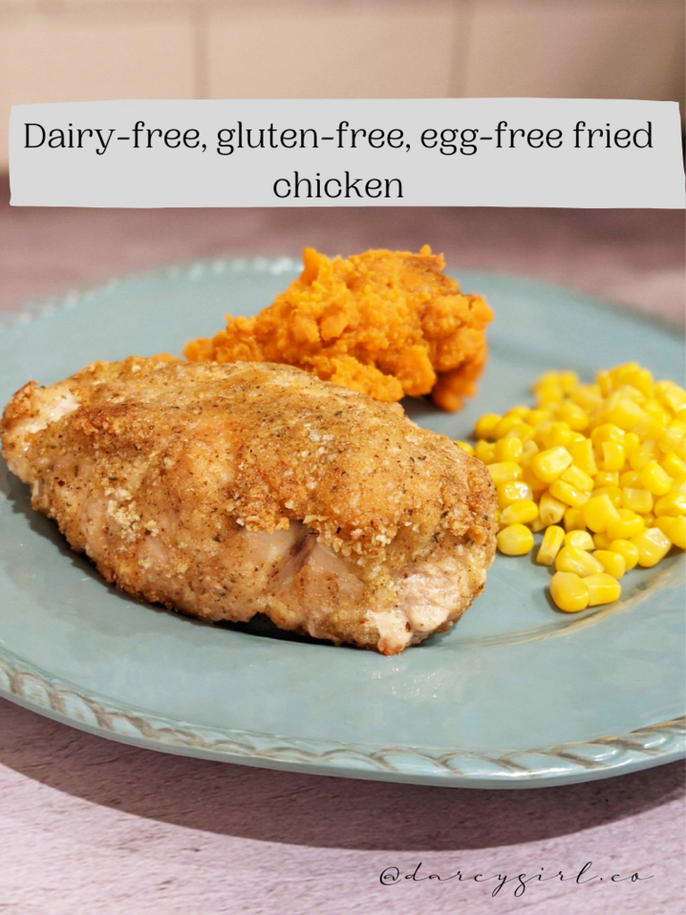 Fried chicken, yams, corn on a plate