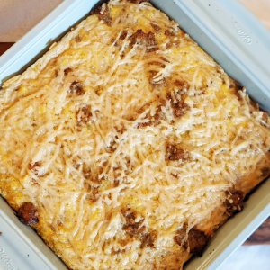 breakfast casserole in a 9x9 pan