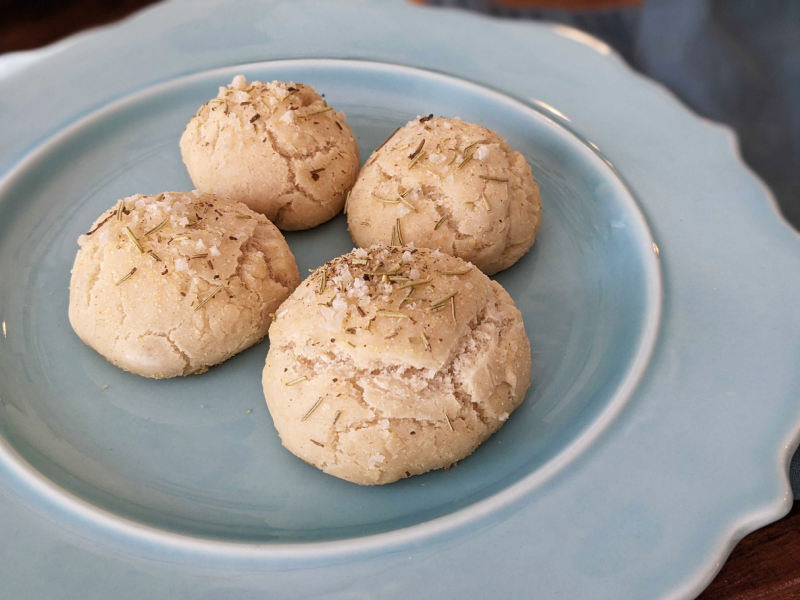 Gluten-free, vegan soft pretzel shaped into rolls